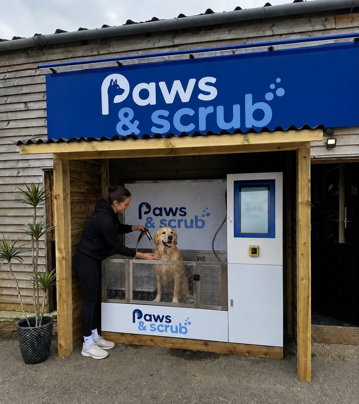 Paws & Scrub self-serve dog wash machine